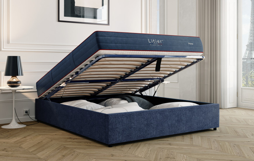 Ensemble sommier coffre Litier Français + matelas Prime