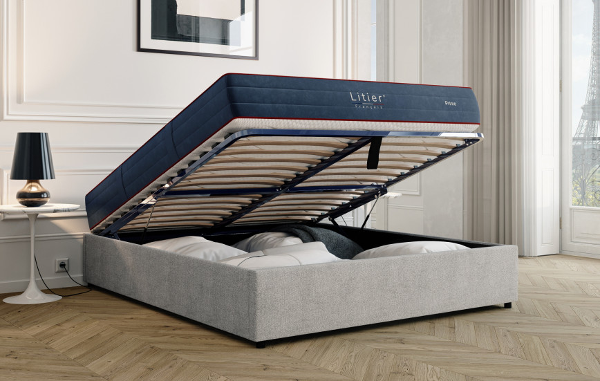 Ensemble sommier coffre Litier Français + matelas Prime