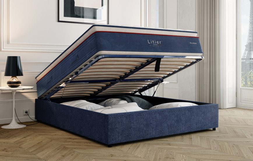 Ensemble sommier coffre Litier Français + matelas Pro Hôtel