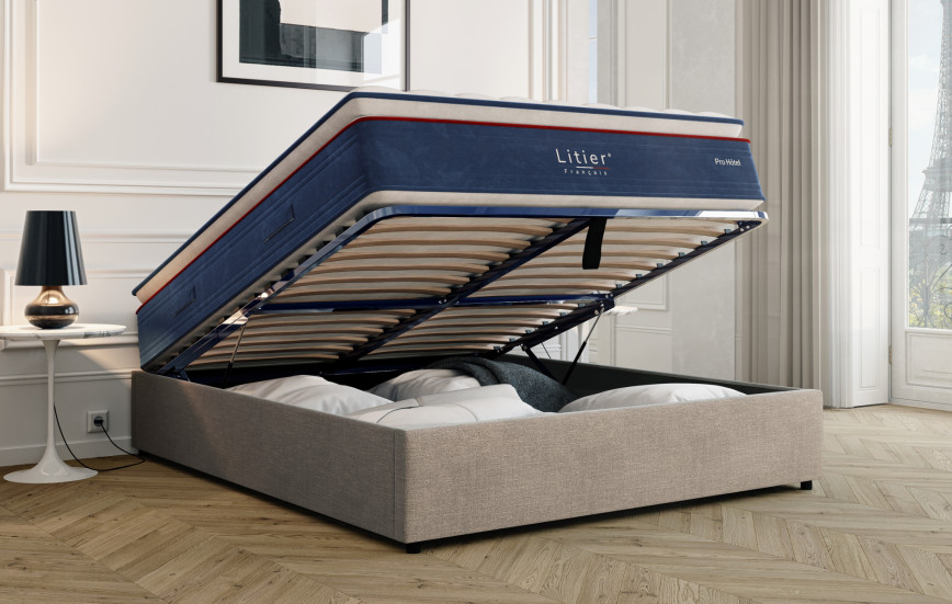 Ensemble sommier coffre Litier Français + matelas Pro Hôtel