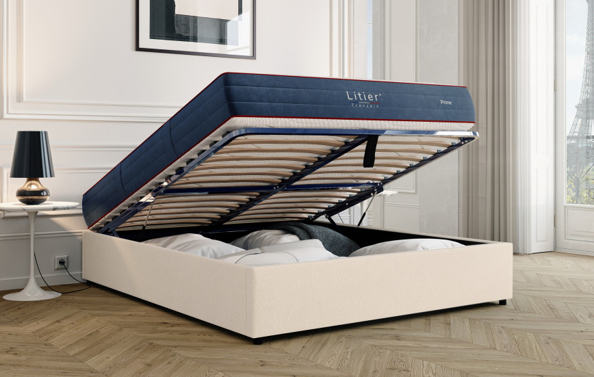 Ensemble sommier coffre Litier Français + matelas Prime
