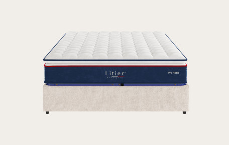 Ensemble sommier coffre Litier Français + matelas Pro Hôtel - Naturel