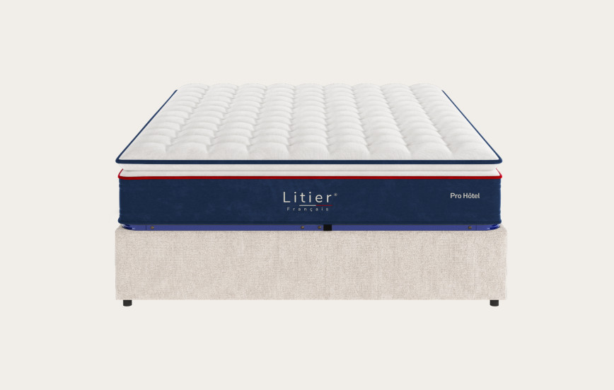Ensemble sommier coffre Litier Français + matelas Pro Hôtel