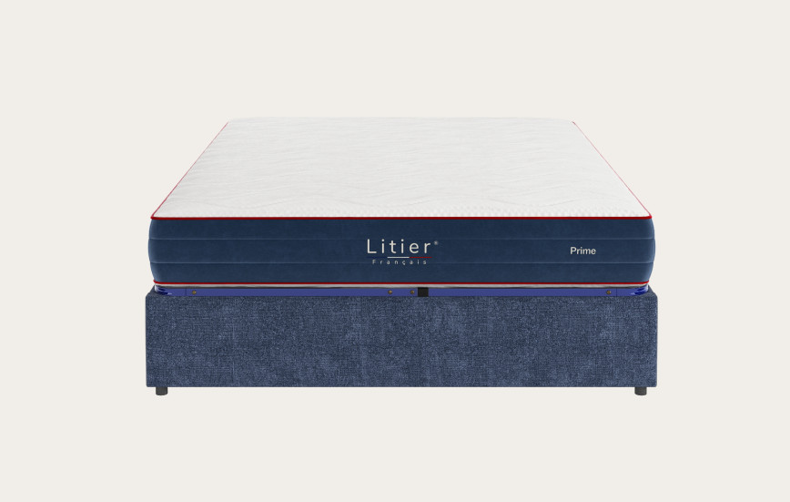 Ensemble sommier coffre Litier Français + matelas Prime