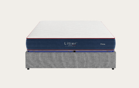 Ensemble sommier coffre Litier Français + matelas Prime - Gris clair