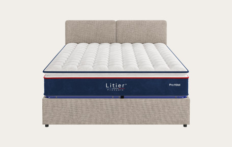 Ensemble lit coffre impérial + matelas Pro Hôtel - Gris taupe