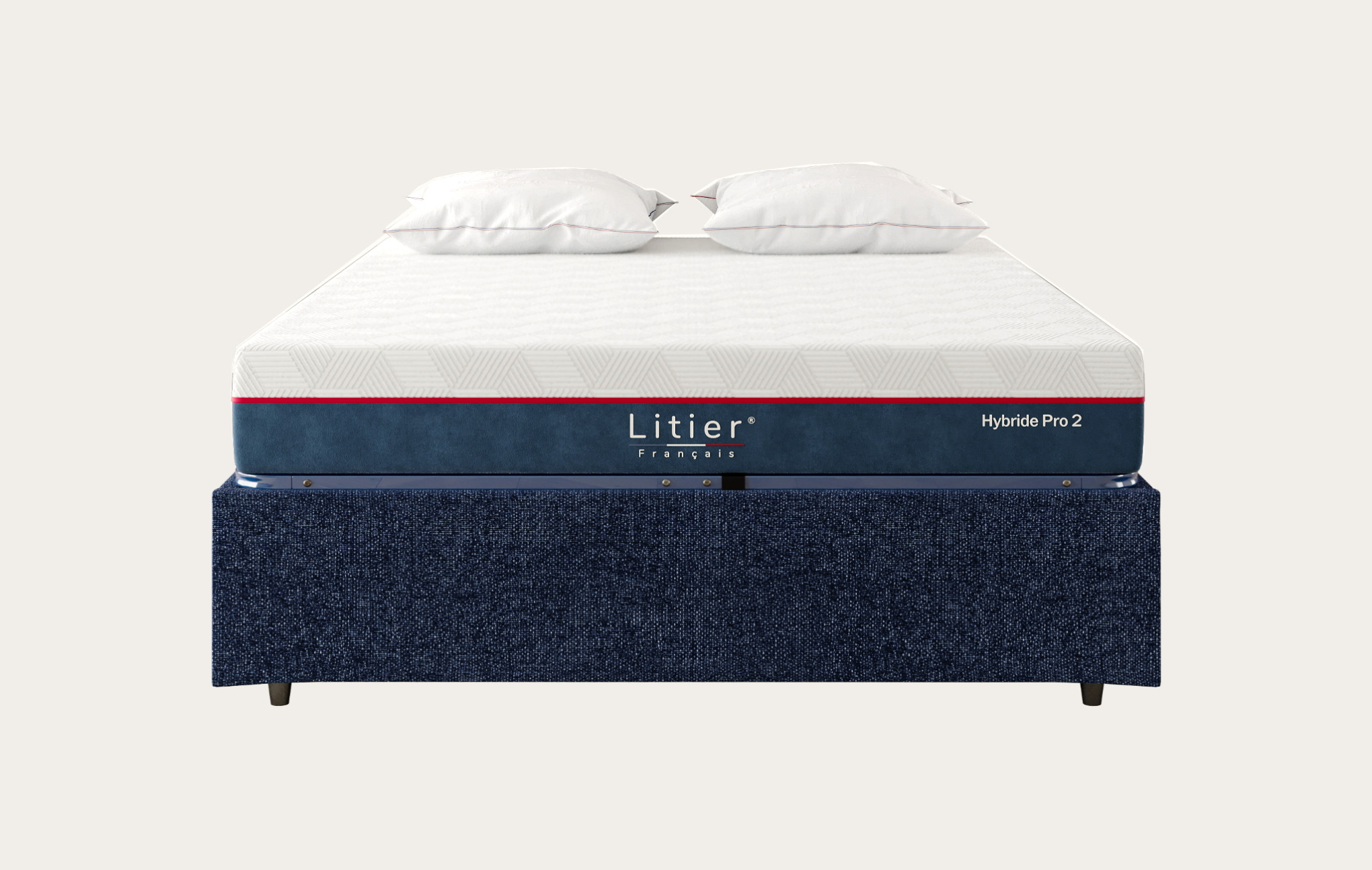 Ensemble sommier coffre Litier Français + matelas Hybride Pro 2 Premium Fresh+