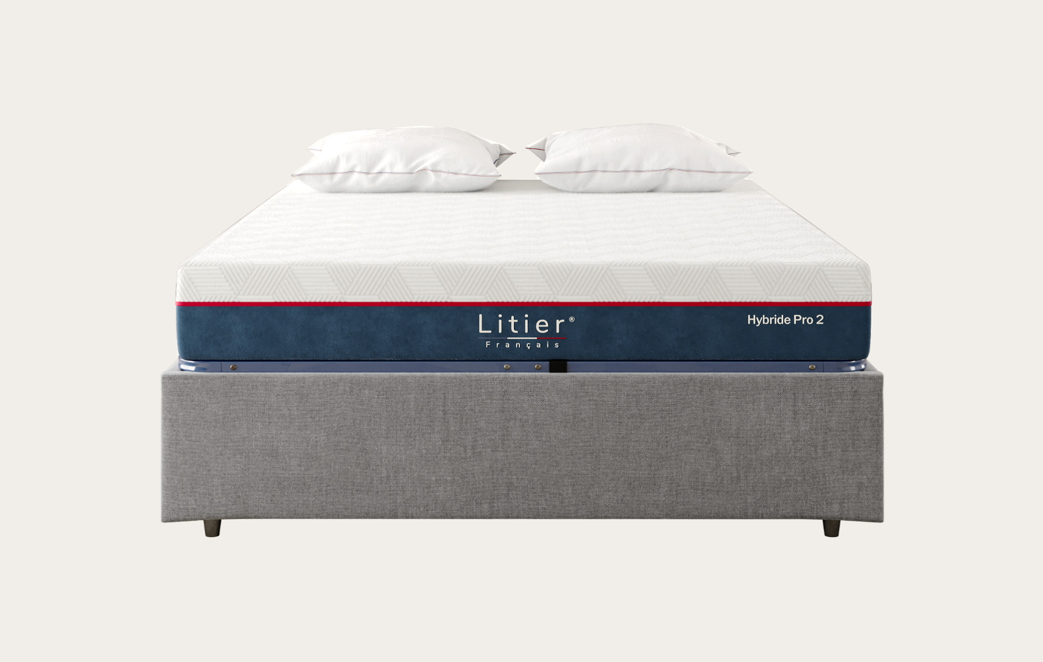 Ensemble sommier coffre Litier Français + matelas Hybride Pro 2 Premium Fresh+