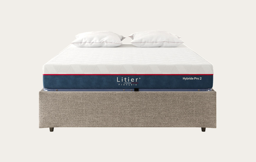 Ensemble sommier coffre Litier Français + matelas Hybride Pro 2 Premium Fresh+