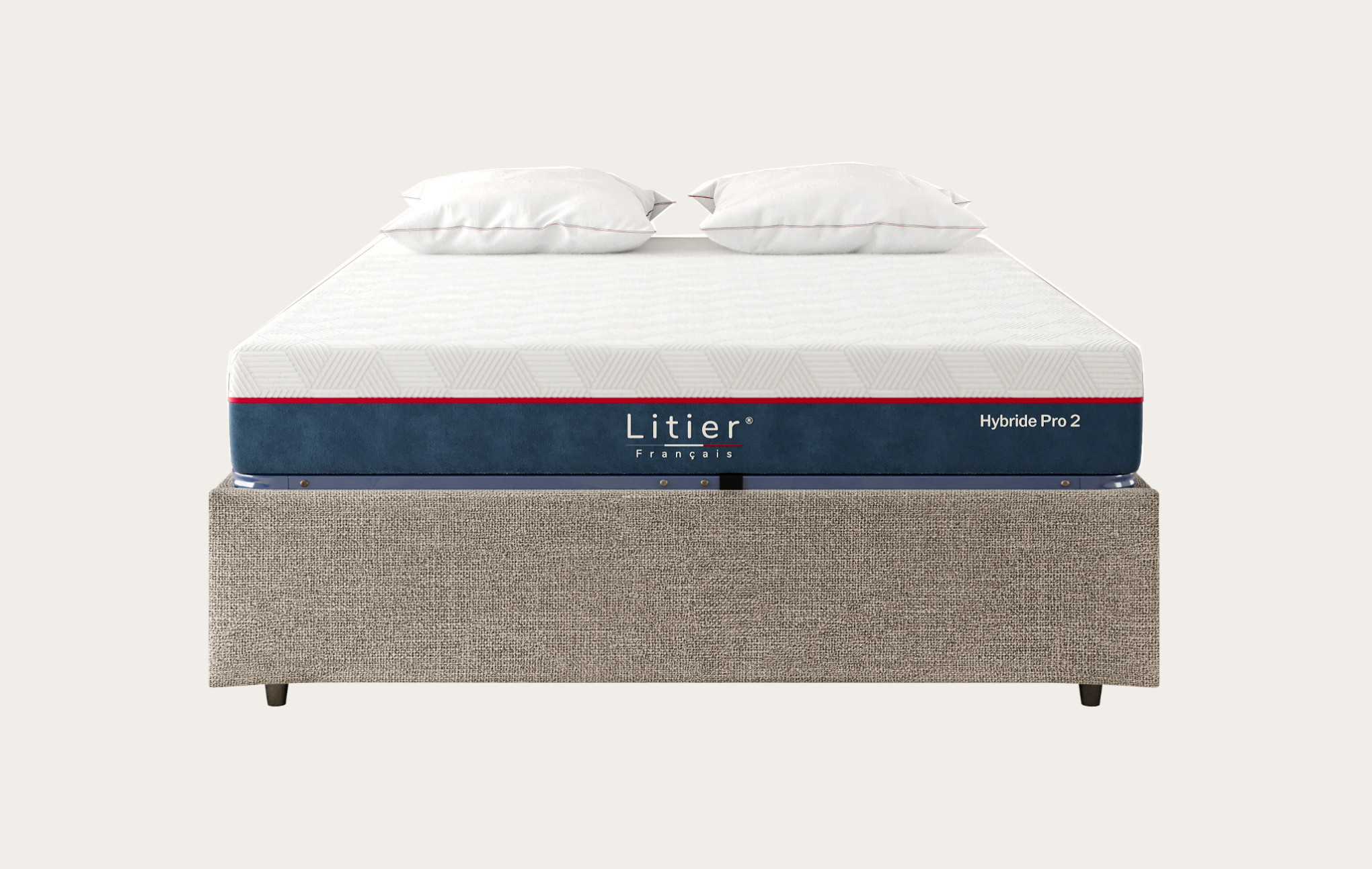 Ensemble sommier coffre Litier Français + matelas Hybride Pro 2 Premium Fresh+